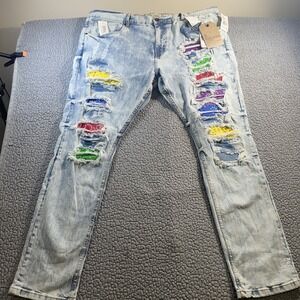 Evolution in Design Slim Straight Jeans Men's 44x32 Stretch Distressed Denim